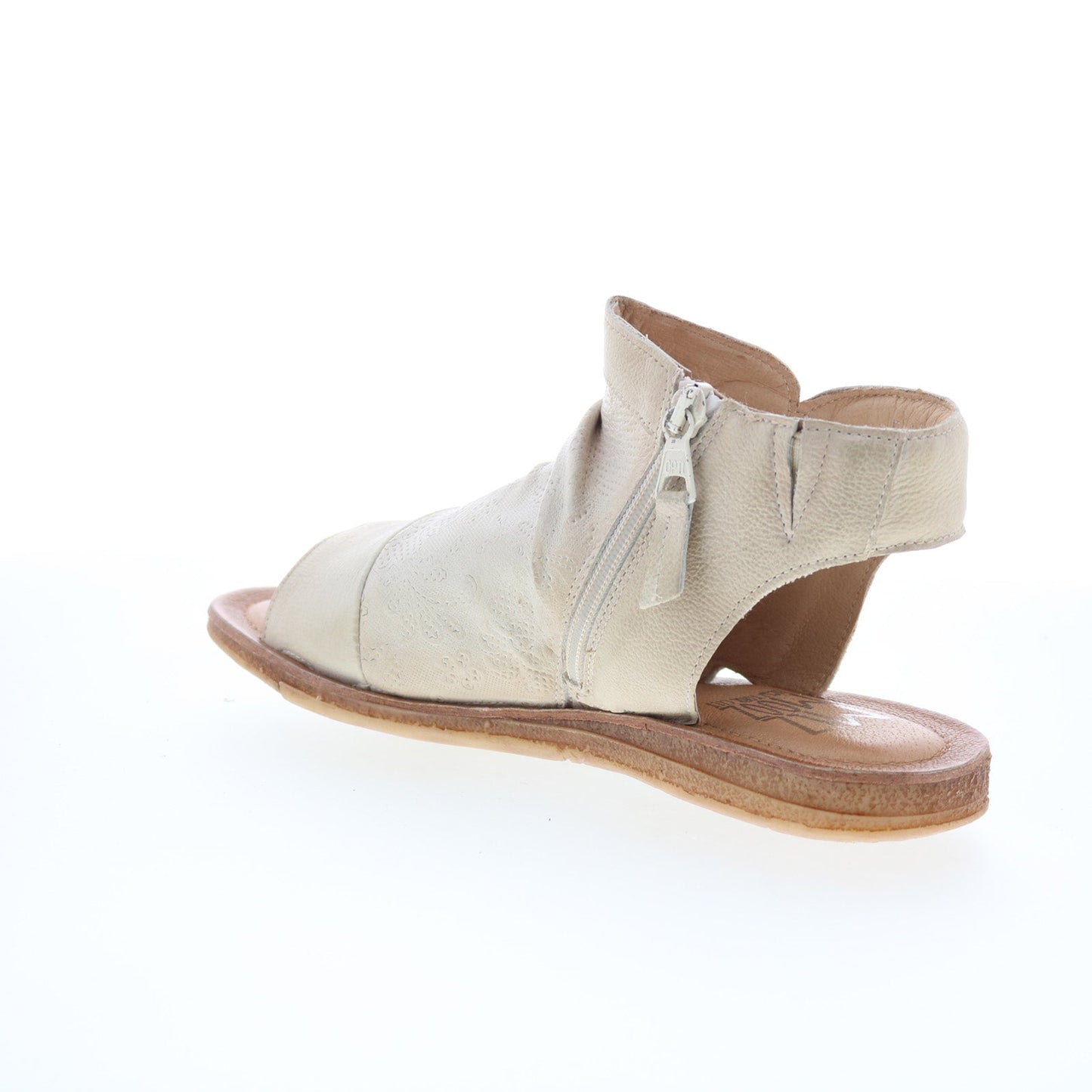 Miz Mooz Flaire Womens Beige Leather Zipper Strap Sandals Shoes
