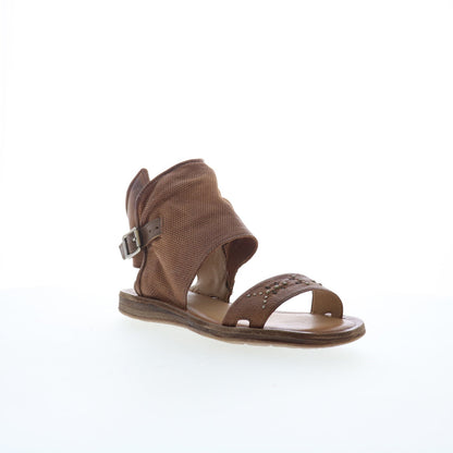 Miz Mooz Forge Womens Brown Leather Hook & Loop Gladiator Sandals Shoes