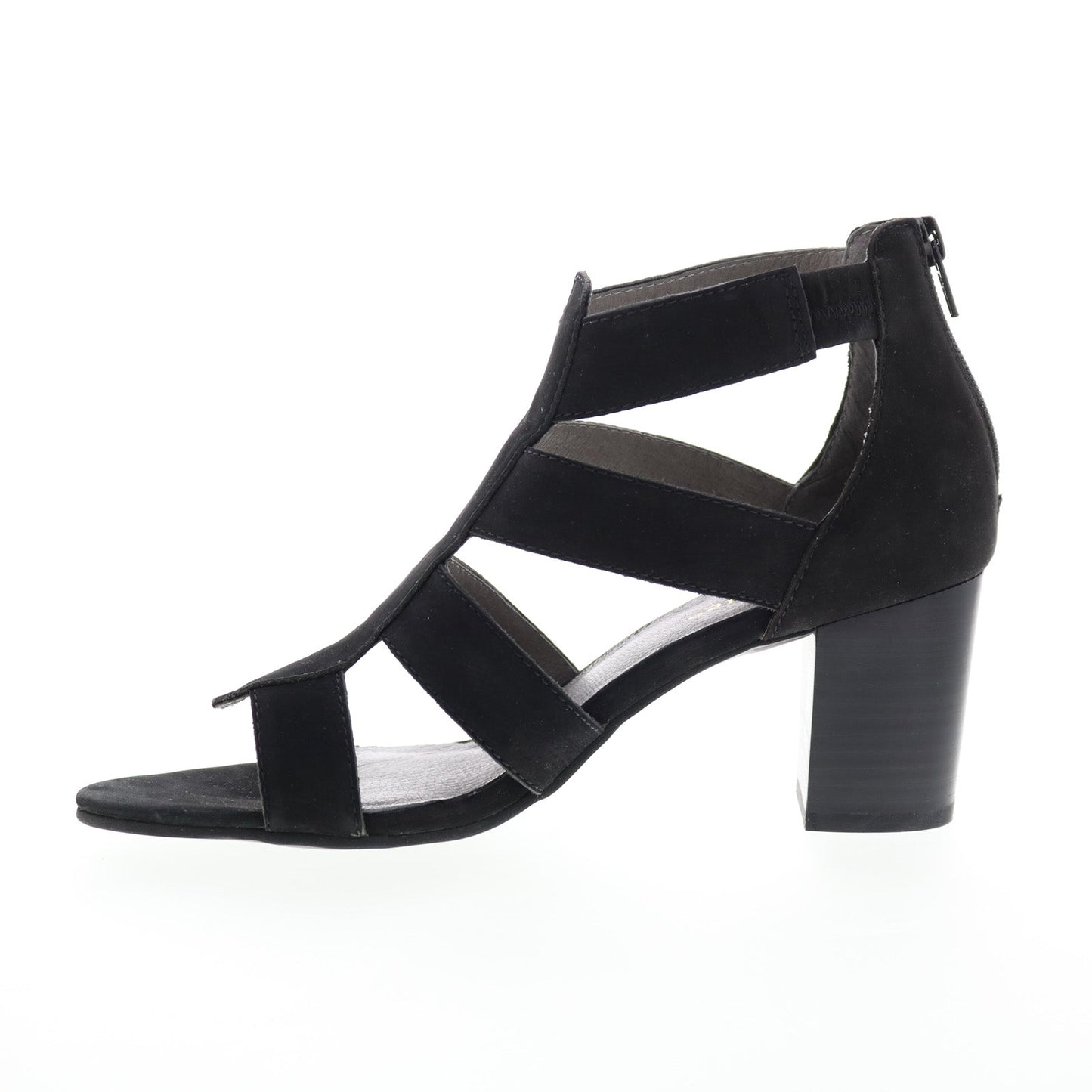 David Tate Francis Womens Black Nubuck Zipper Strap Heels Shoes
