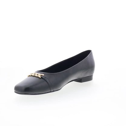 Trotters Harmony T2250-001 Womens Black Leather Slip On Ballet Flats Shoes