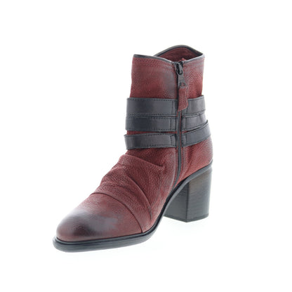 Miz Mooz Jaycee Womens Burgundy Leather Zipper Ankle & Booties Boots