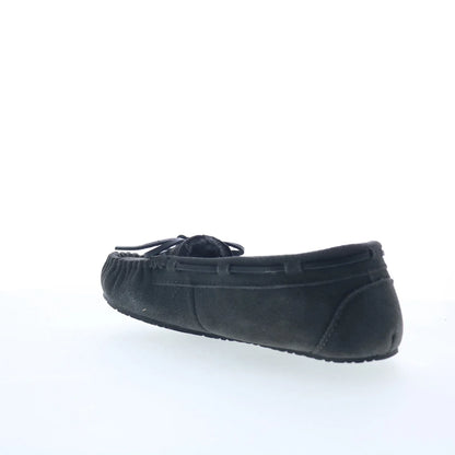 Minnetonka Junior Trapper 4034 Womens Black Suede Loafer Slippers Shoes