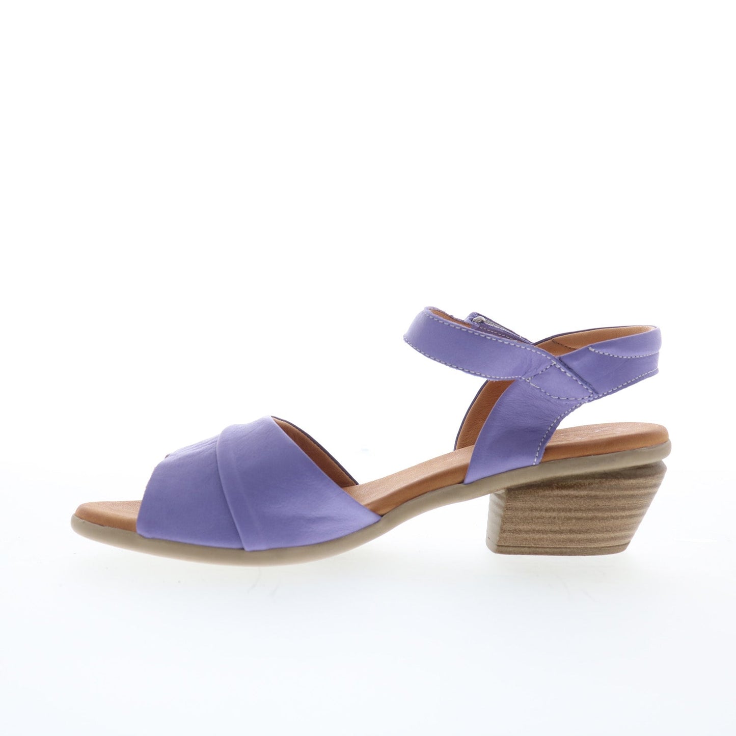 Miz Mooz Kacie Womens Purple Leather Strap Heeled Sandals Shoes