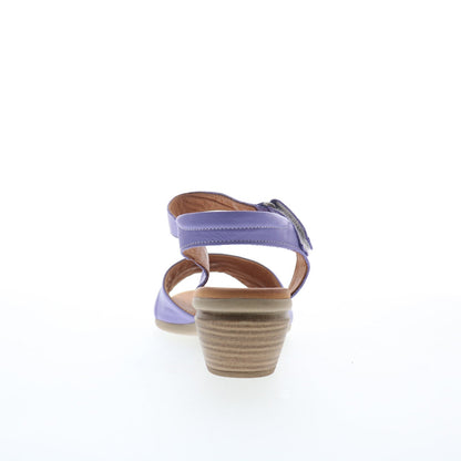 Miz Mooz Kacie Womens Purple Leather Strap Heeled Sandals Shoes