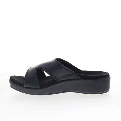 Spenco Karla Wedge SP1082BLK Womens Black Synthetic Slides Sandals Shoes