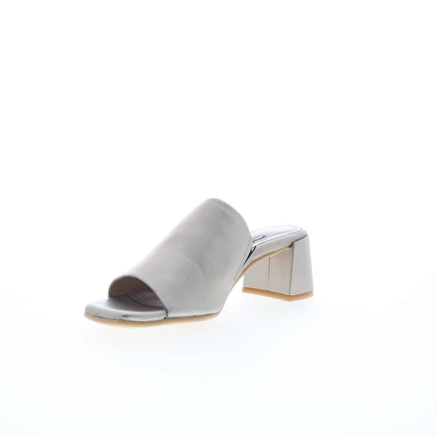 Miz Mooz Kaye Womens Gray Leather Slip On Heeled Sandals Shoes