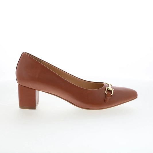 Trotters Kenzie T2259-215 Womens Brown Leather Slip On Pumps Heels Shoes