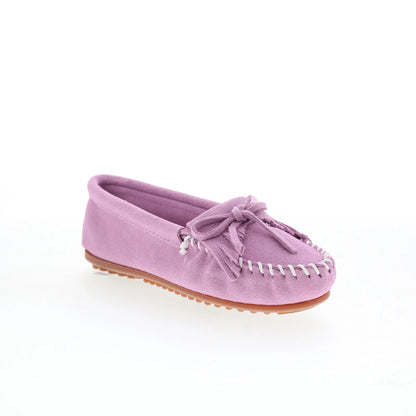 Minnetonka Kilty 406PW Womens Purple Wide Suede Slip On Loafer Flats Shoes