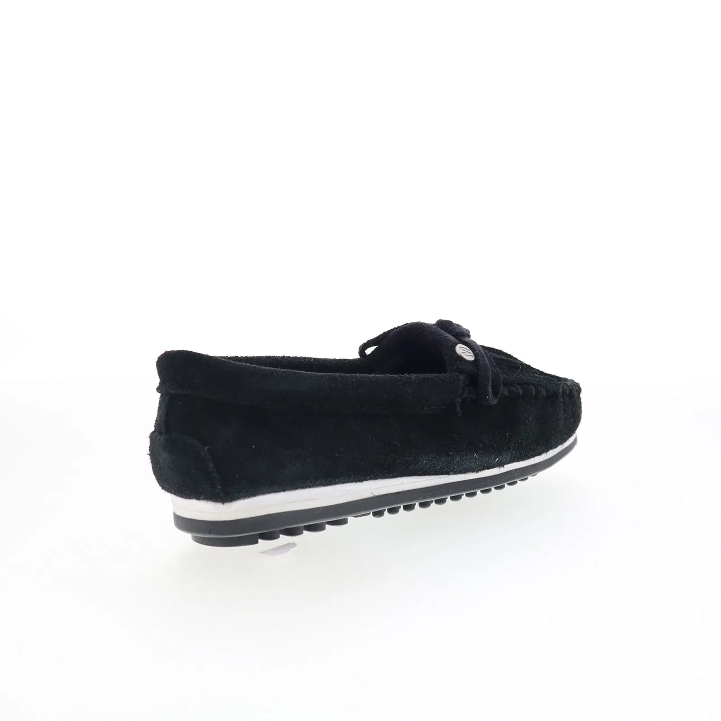 Minnetonka Kilty Plus 4300 Womens Black Suede Slip On Loafer Flats Shoes