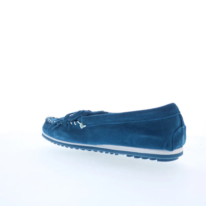 Minnetonka Kilty Plus 4313 Womens Blue Suede Slip On Loafer Flats Shoes