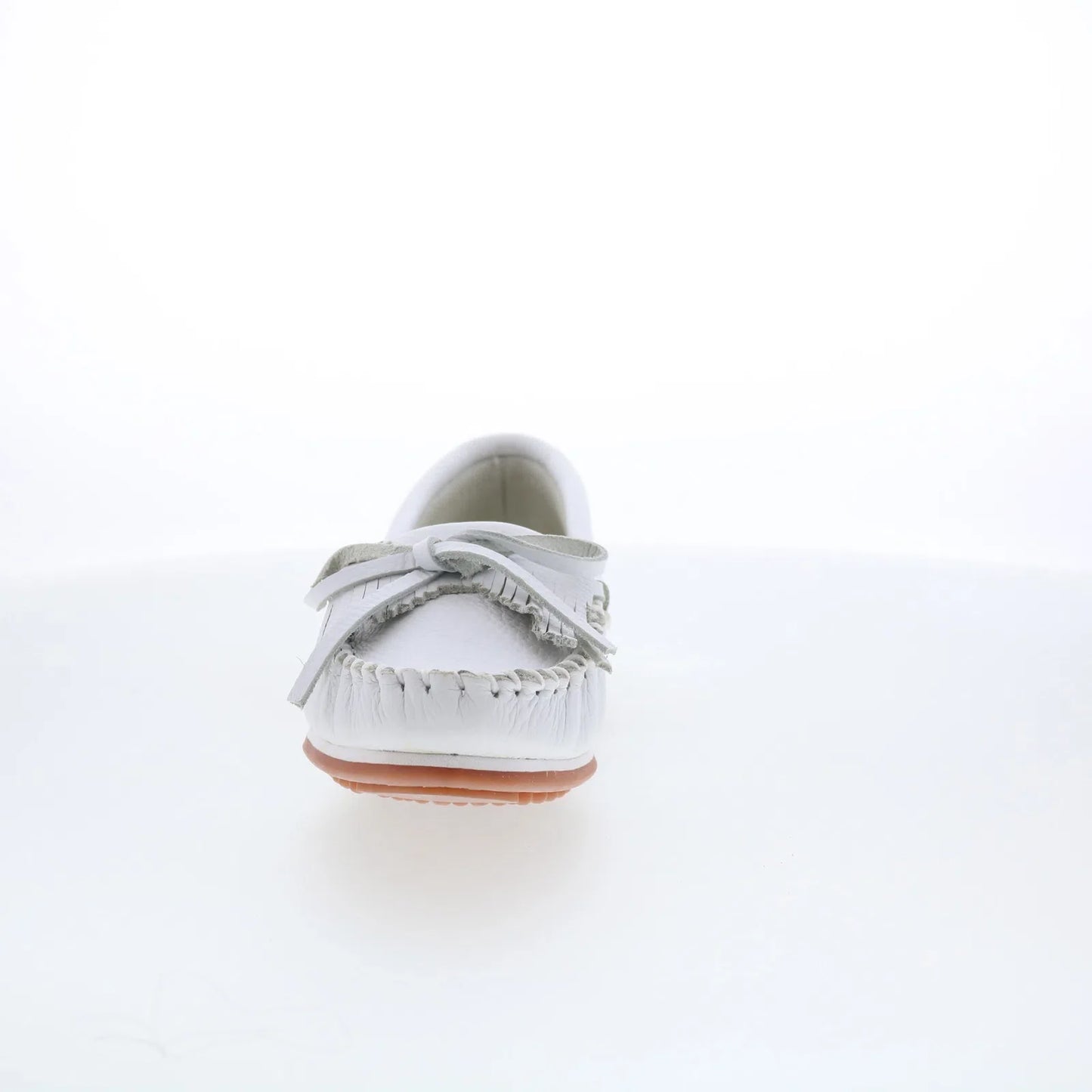 Minnetonka Kilty Plus 4324 Womens White Leather Loafer Flats Shoes