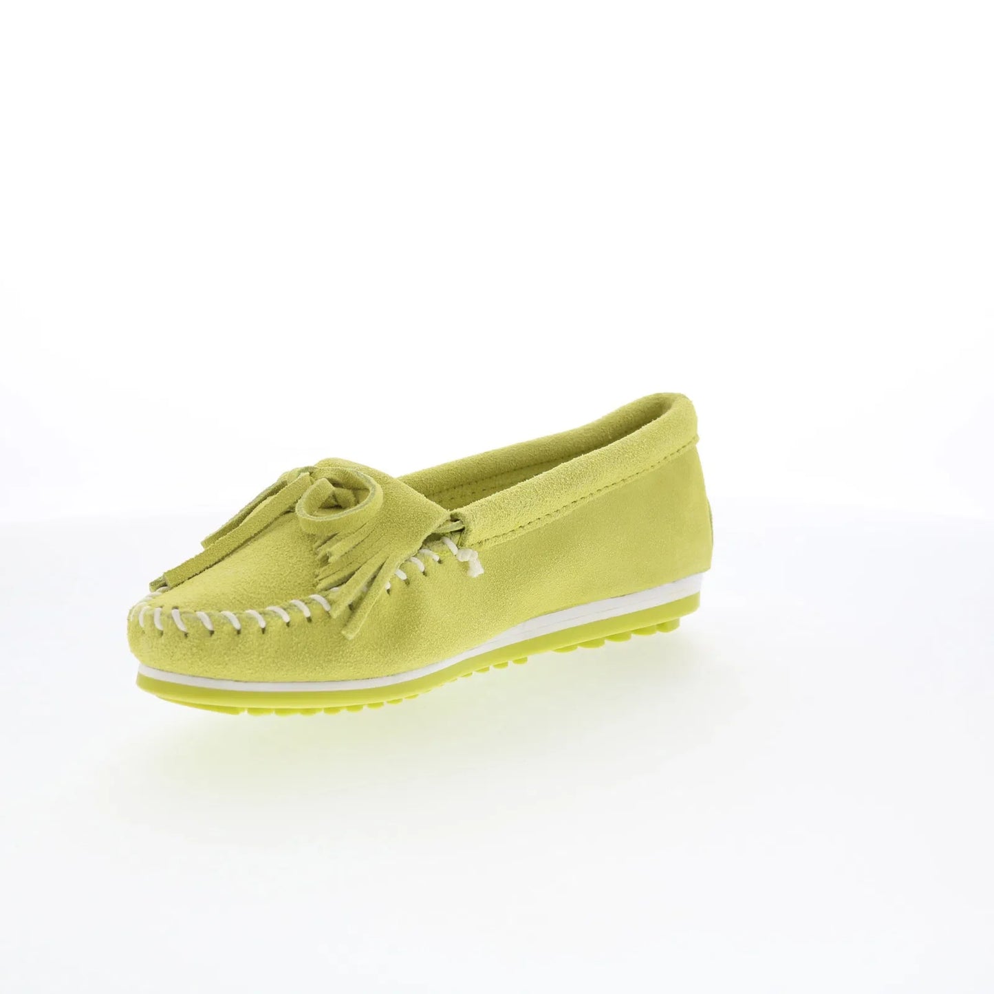 Minnetonka Kilty Plus 4332 Womens Green Suede Slip On Loafer Flats Shoes
