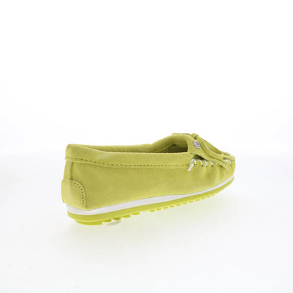 Minnetonka Kilty Plus 4332 Womens Green Suede Slip On Loafer Flats Shoes
