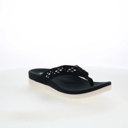 Spenco Laguna Stud SP1139BLK Womens Black Suede Flip-Flops Sandals Shoes