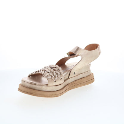 A.S. 98 Landon Womens Gold Leather Hook & Loop Strap Sandals Shoes