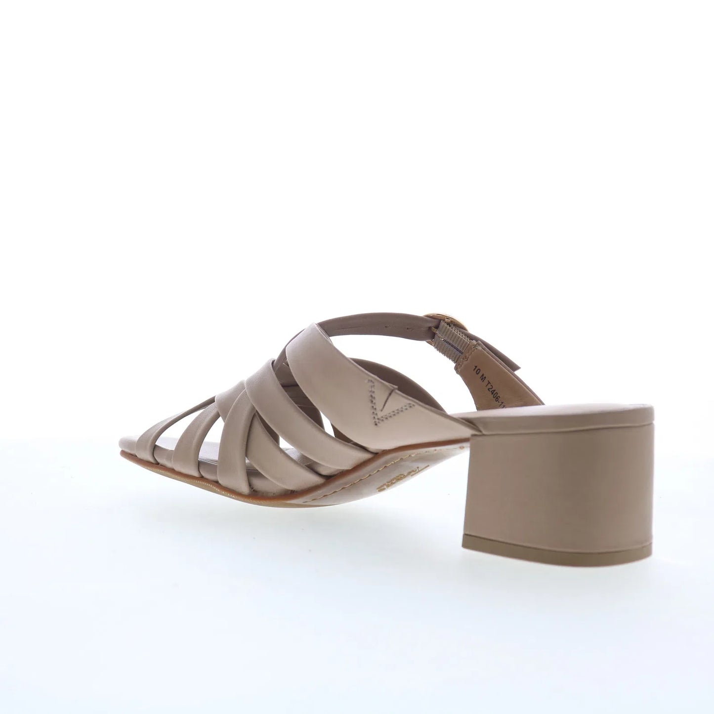 Trotters Lauri T2406-117 Womens Beige Leather Slip On Heeled Sandals Shoes