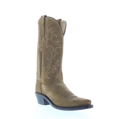 Jama Old West LF1536 Womens Brown Suede Slip On Cowboy Western Boots