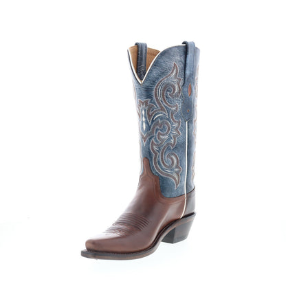 Jama Old West LF1556 Womens Brown Leather Slip On Cowboy Western Boots