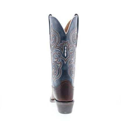 Jama Old West LF1556 Womens Brown Leather Slip On Cowboy Western Boots