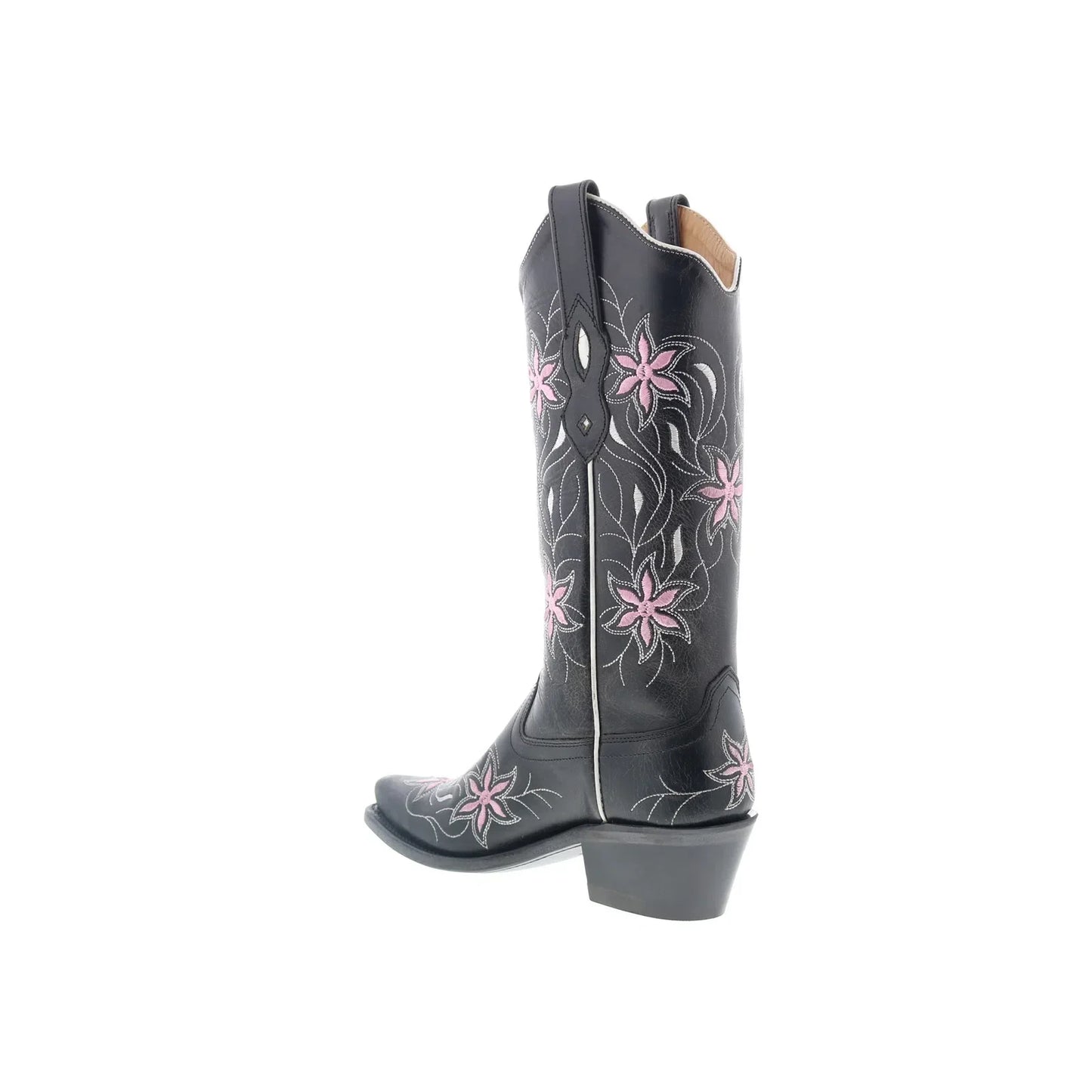 Jama Old West LF1593 Womens Black Leather Slip On Cowboy Western Boots