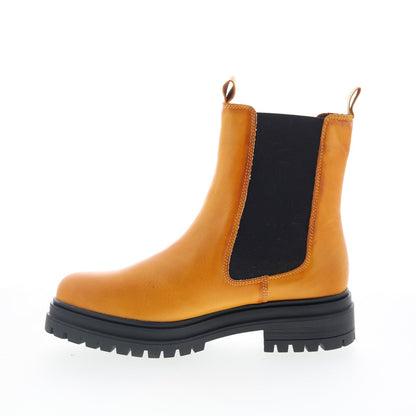 Miz Mooz Lizette Womens Brown Leather Slip On Chelsea Boots