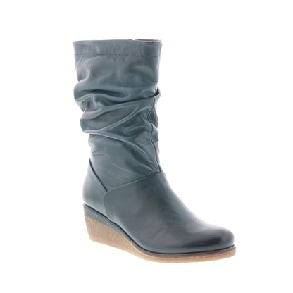 Miz Mooz Martina-MM Womens Blue Leather Zipper Casual Dress Boots