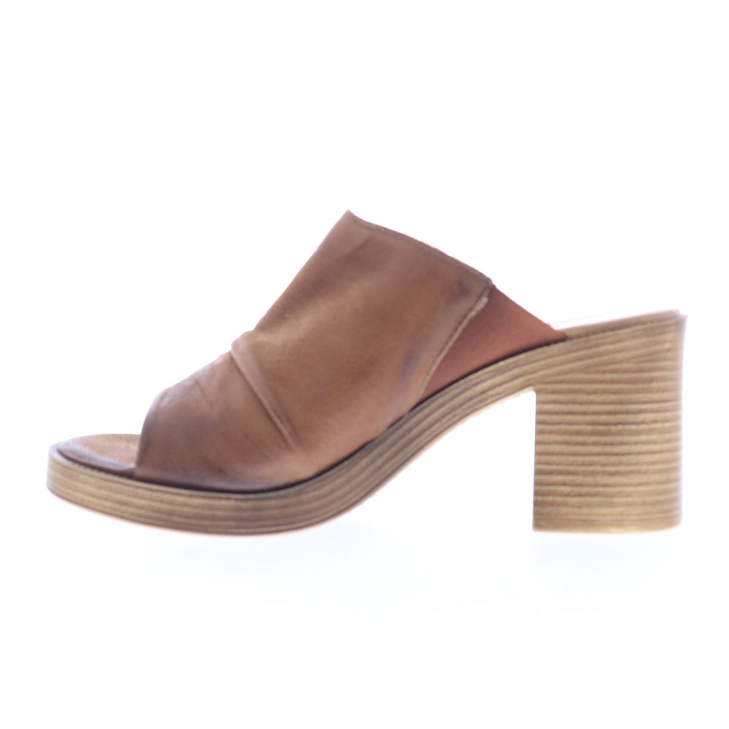 Miz Mooz Maybelle Womens Brown Leather Slip On Heeled Sandals Shoes