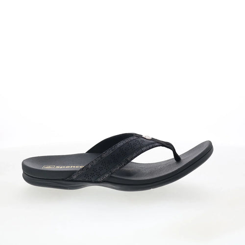 Spenco Miramar SP1223BLK Womens Black Synthetic Flip-Flops Sandals Shoes