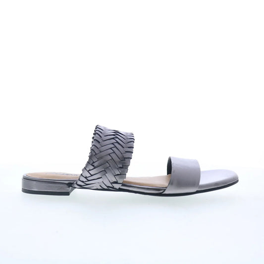 Trotters Nalane T2425-033 Womens Gray Leather Slip On Slides Sandals Shoes