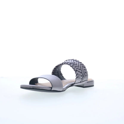 Trotters Nalane T2425-033 Womens Gray Leather Slip On Slides Sandals Shoes