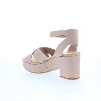 Clarks Nerisa Pearl 26181931 Womens Beige Leather Strap Heels Shoes