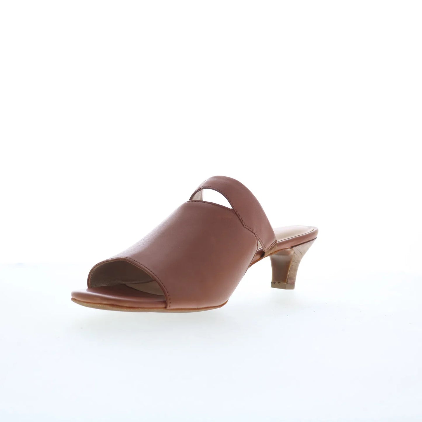 Trotters Ninette T2518-215 Womens Brown Leather Slip On Heeled Sandals Shoes