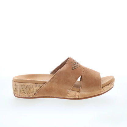 Spenco Passport Wedge SP1158SAD Womens Brown Wide Slides Sandals Shoes