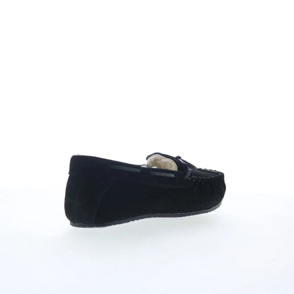Minnetonka Petra Trapper 40698 Womens Black Suede Loafer Slippers Shoes