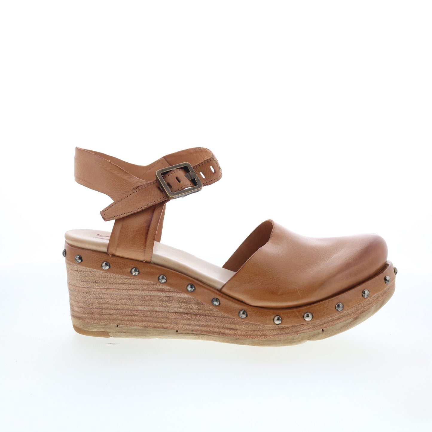 A.S. 98 Pietro Womens Brown Leather Hook & Loop Wedges Sandals Shoes