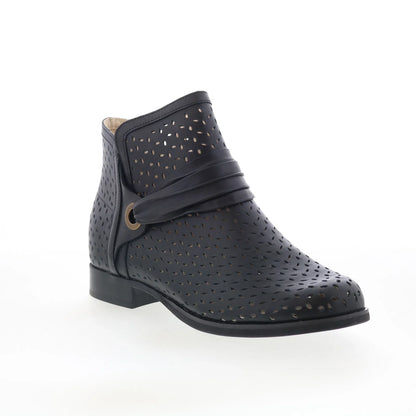 Spenco Priscilla Boot SP1093BLK Womens Black Leather Ankle & Booties Boots