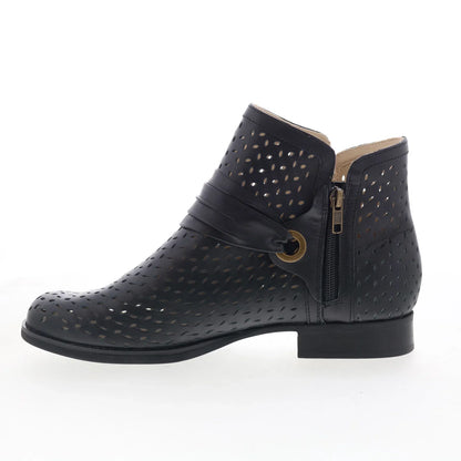 Spenco Priscilla Boot SP1093BLK Womens Black Leather Ankle & Booties Boots