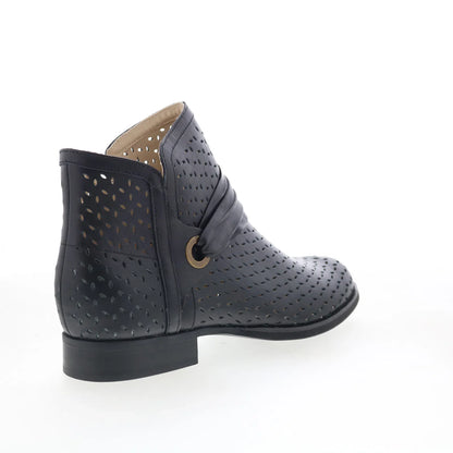 Spenco Priscilla Boot SP1093BLK Womens Black Leather Ankle & Booties Boots