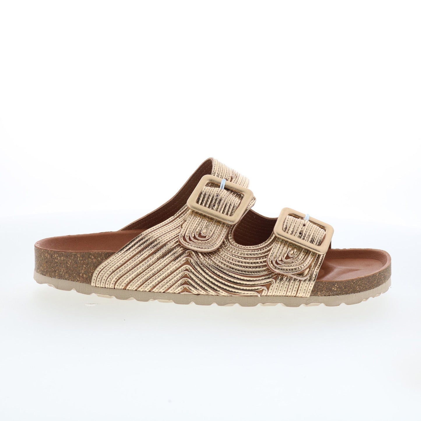 Miz Mooz Ruth Womens Gold Synthetic Slip On Slides Sandals Shoes