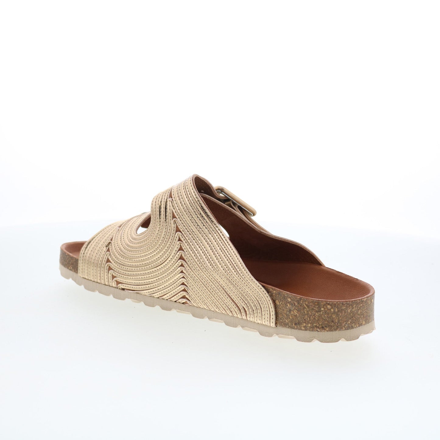 Miz Mooz Ruth Womens Gold Synthetic Slip On Slides Sandals Shoes