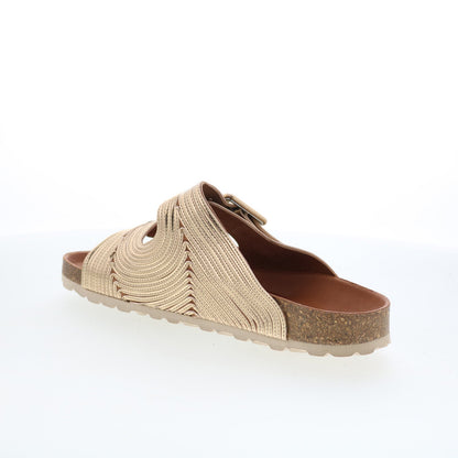 Miz Mooz Ruth Womens Gold Synthetic Slip On Slides Sandals Shoes