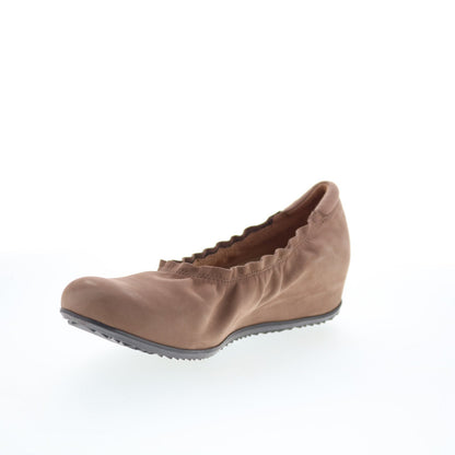 SoftWalk Wish S1763-109 Womens Brown Nubuck Slip On Ballet Flats Shoes