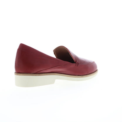 Softwalk Windor S2111-601 Womens Red Narrow Leather Loafer Flats Shoes