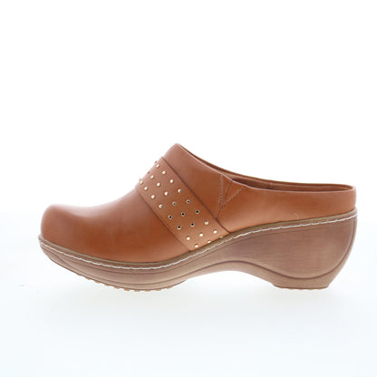 SoftWalk Marana S2312-215 Womens Brown Leather Slip On Clog Flats Shoes
