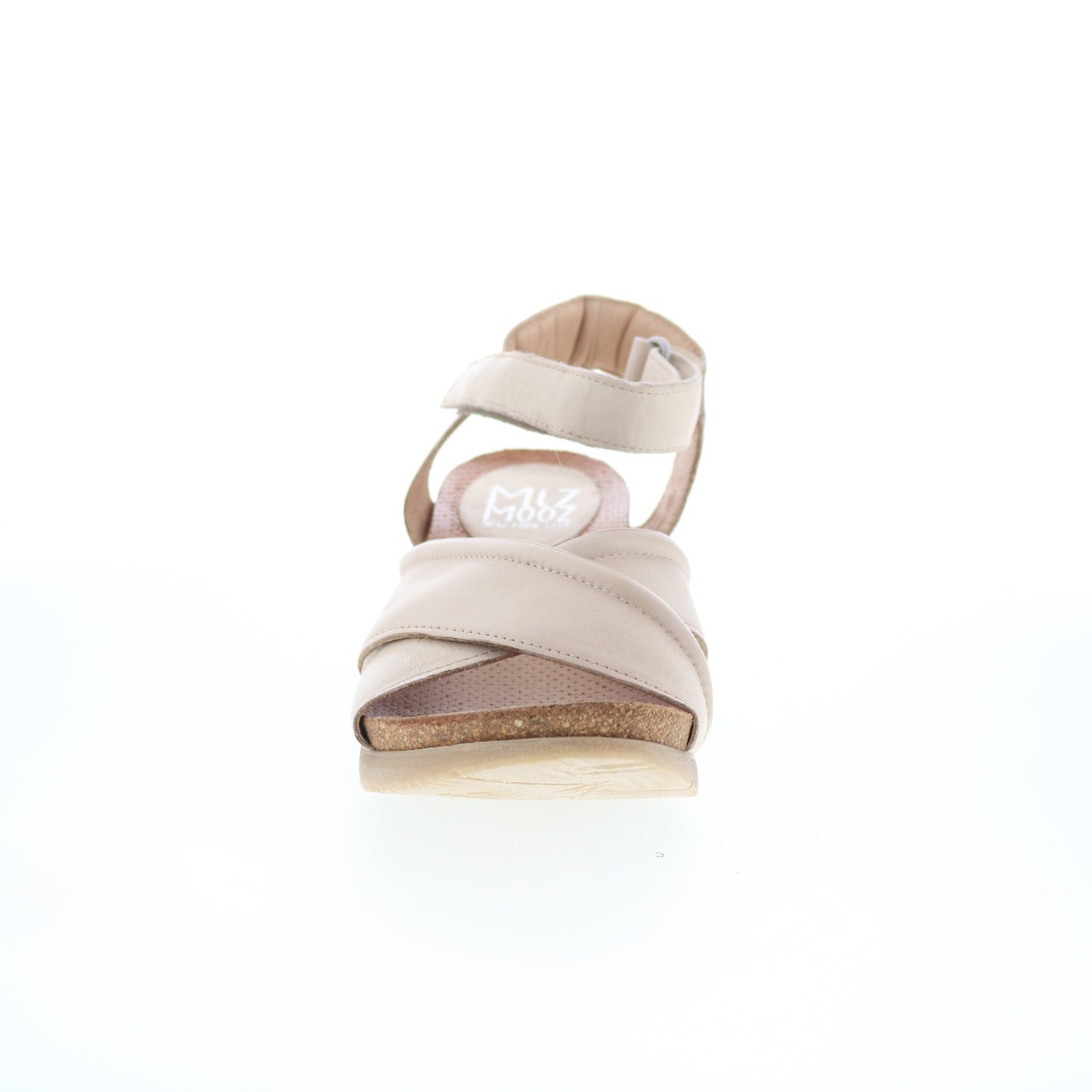 Miz Mooz Sofie Womens Beige Leather Strap Wedges Sandals Shoes
