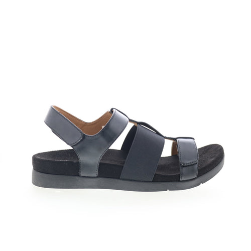 Spenco Anabel SP1059BLK Womens Black Leather Strap Sandals Shoes