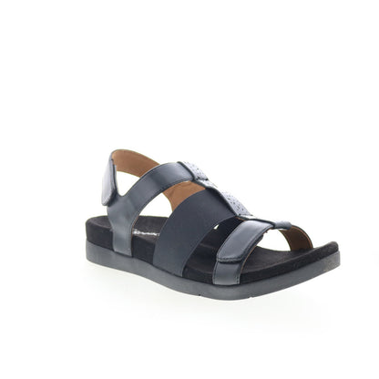Spenco Anabel SP1059BLK Womens Black Leather Strap Sandals Shoes