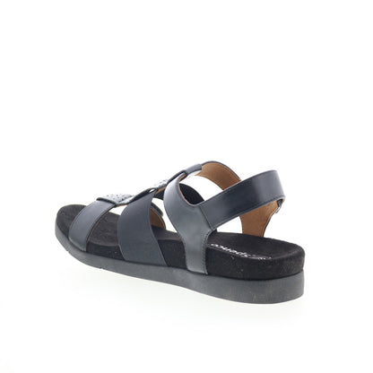 Spenco Anabel SP1059BLK Womens Black Leather Strap Sandals Shoes