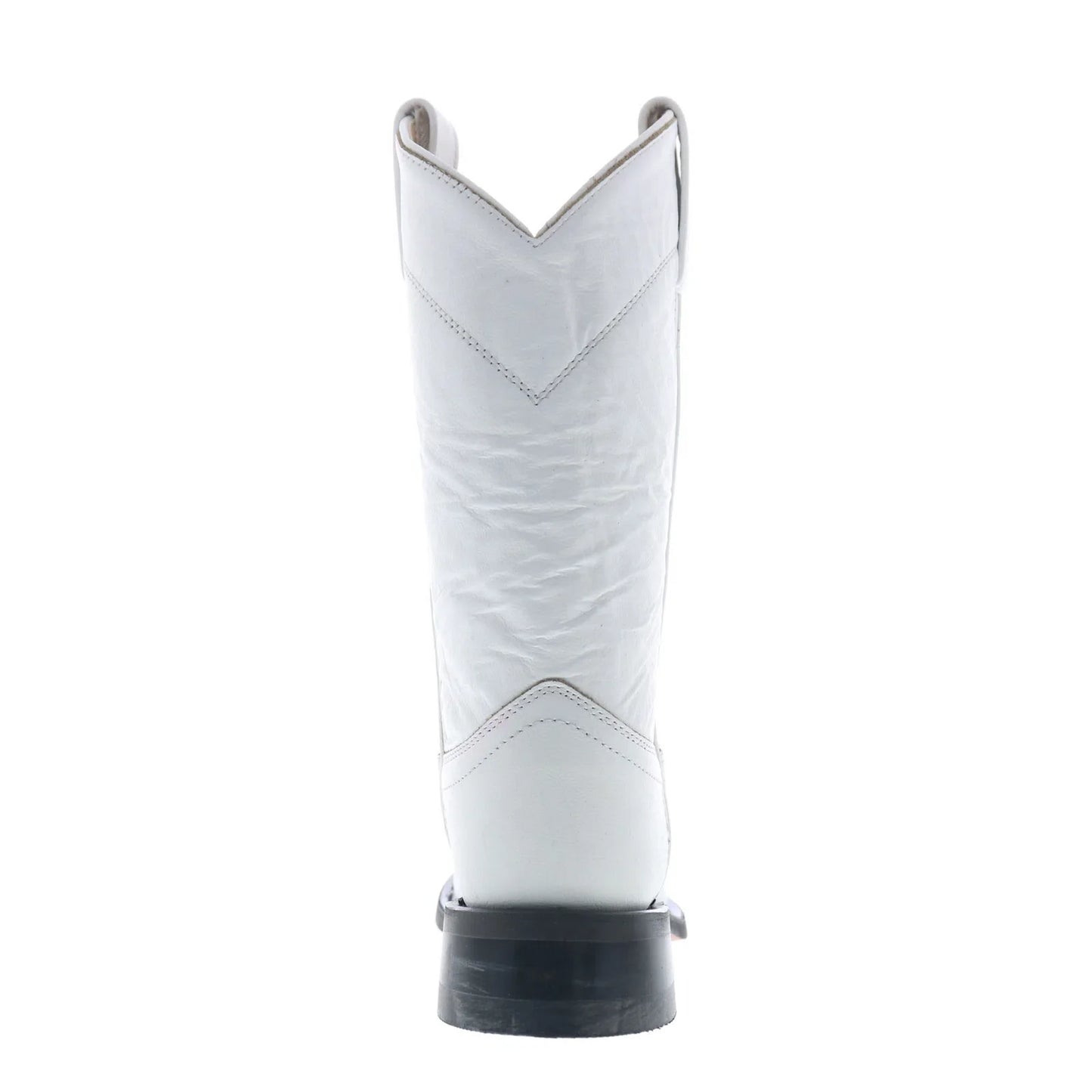 Jama Old West SRL4021 Womens White Leather Slip On Cowboy Western Boots