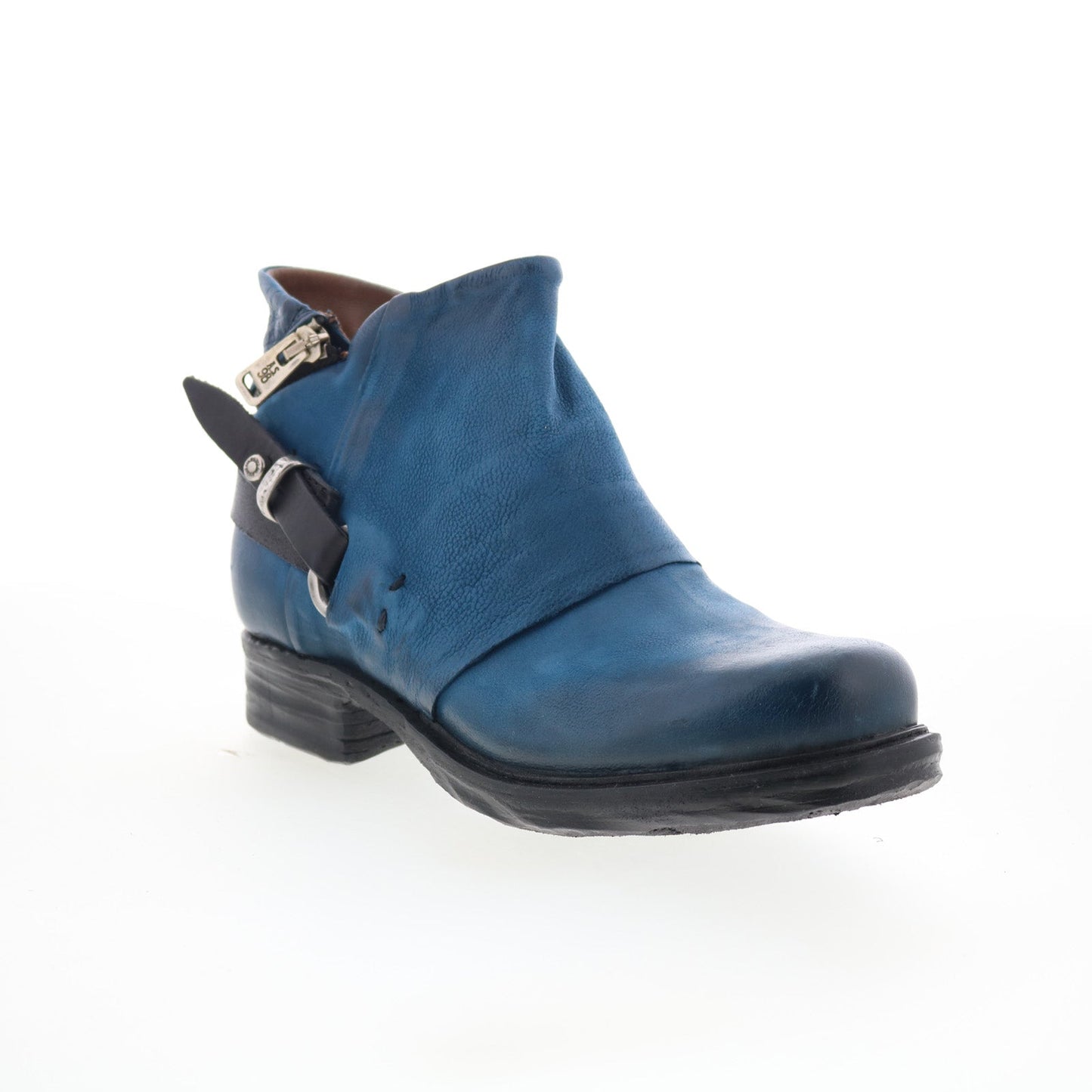 A.S. 98 Steve Womens Blue Leather Zipper Ankle & Booties Boots